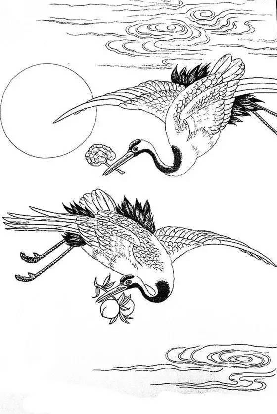 最全的白描仙鹤喜欢拿去