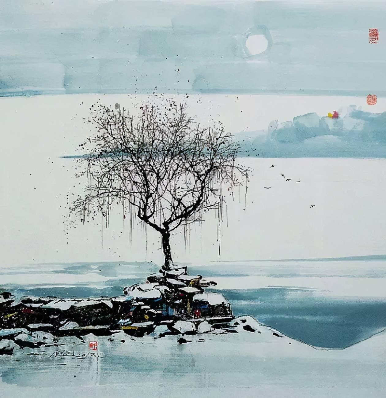 清新诗意的水墨画美到窒息