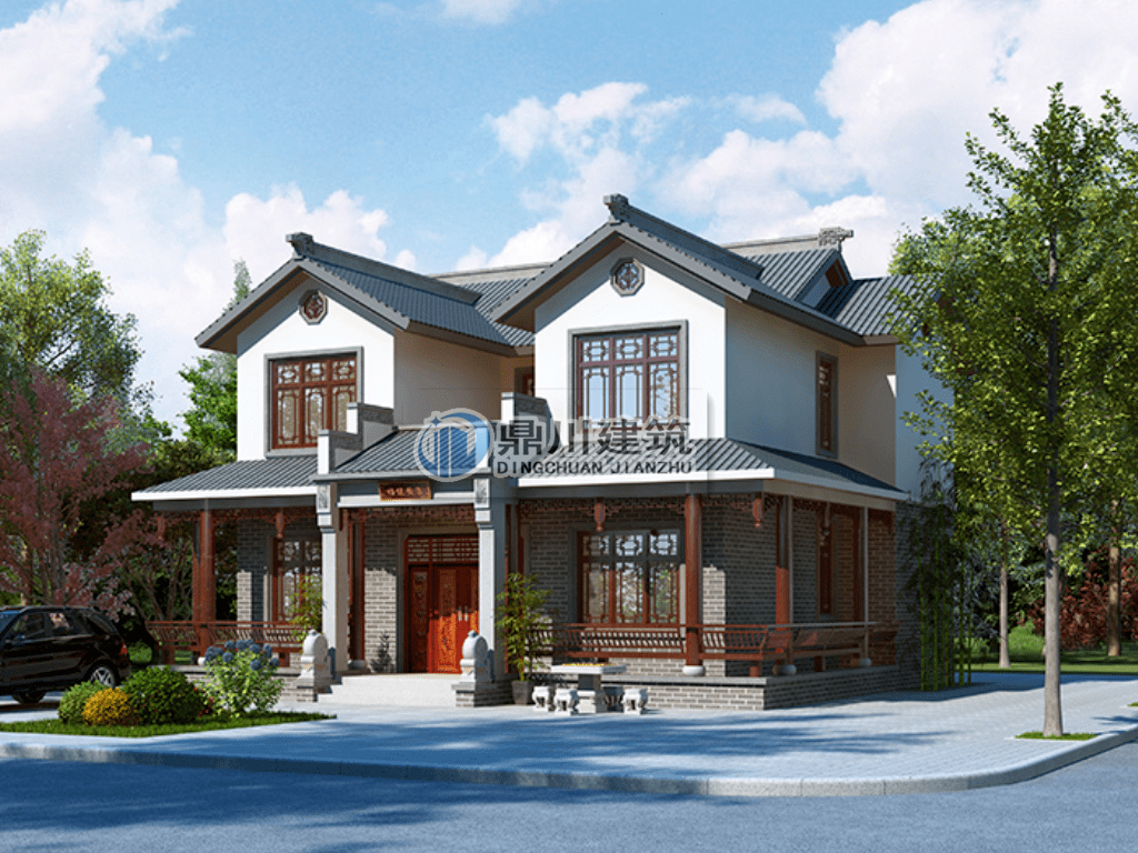 新中式二层农村别墅这5套自建别墅图纸好设计建好别墅
