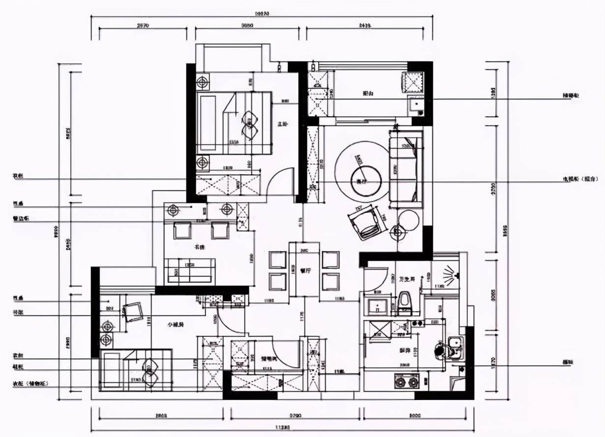 套建筑面积90平米的现代风小户型三居室案例,房子的格局是比较端正的