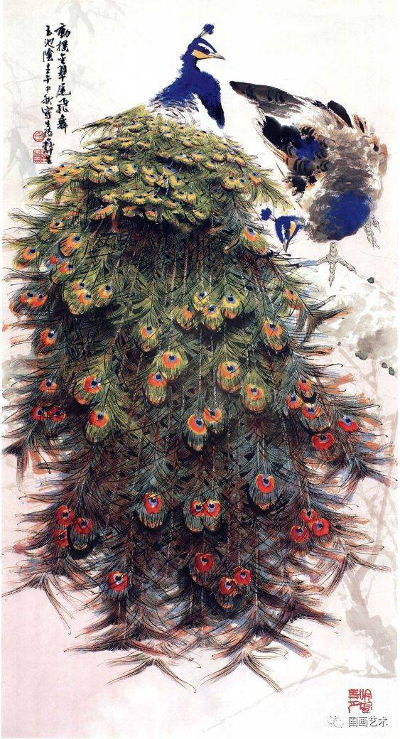 金翠屏开春富贵他画的孔雀太美啦