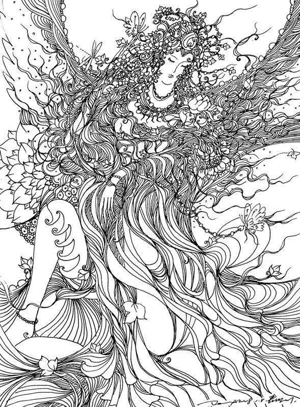 黑白线描黑白创意装饰画线稿线描