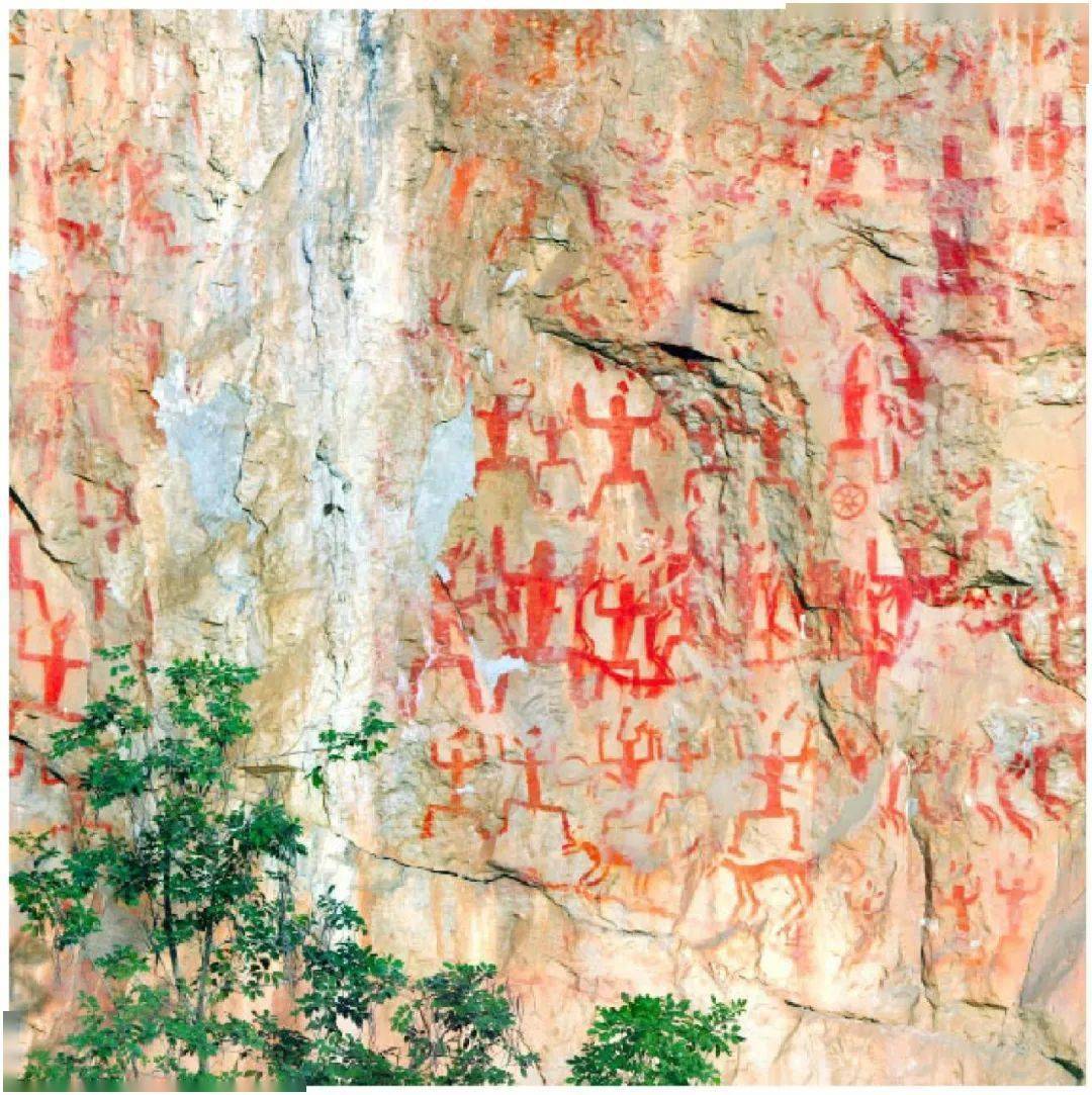 广西花山岩画的资料图片