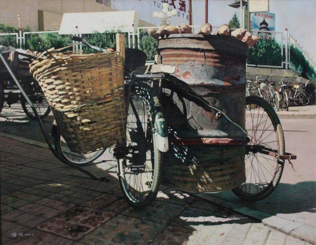 超写实单车油画著名艺术家潘洵作品赏析
