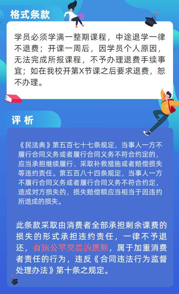 教育培训五大霸王条款曝光 中途退学不退费 保留最终解释权 领域