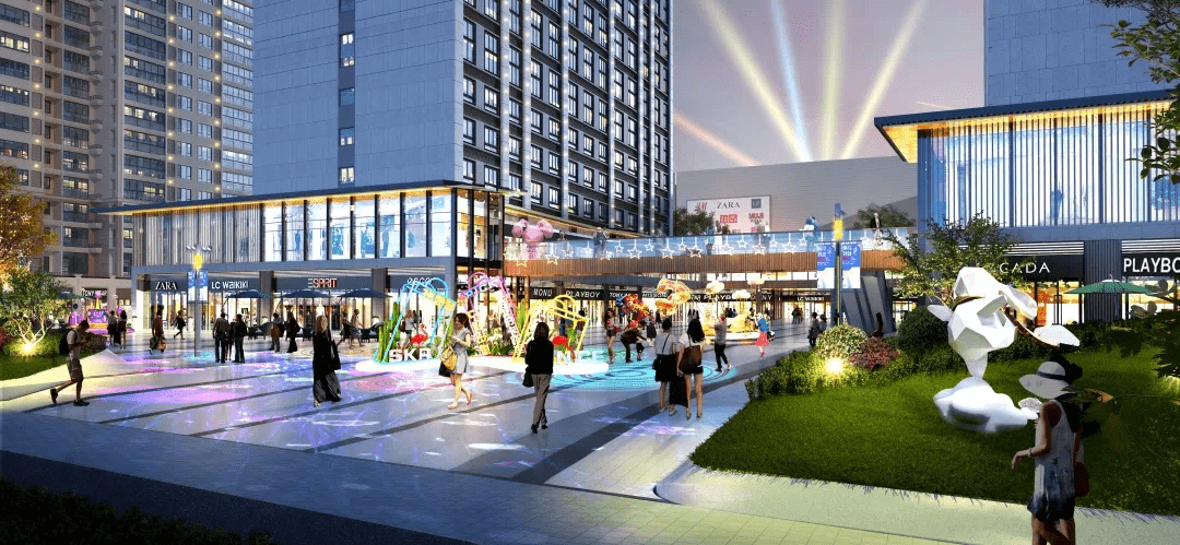 100%金街效果图100%金街囊括囊括特色品牌餐饮休闲娱乐,烘焙茶饮