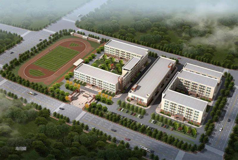 5月9日,在青州宏远学校项目建设现场,教学楼,餐厅等基础设施建设紧锣