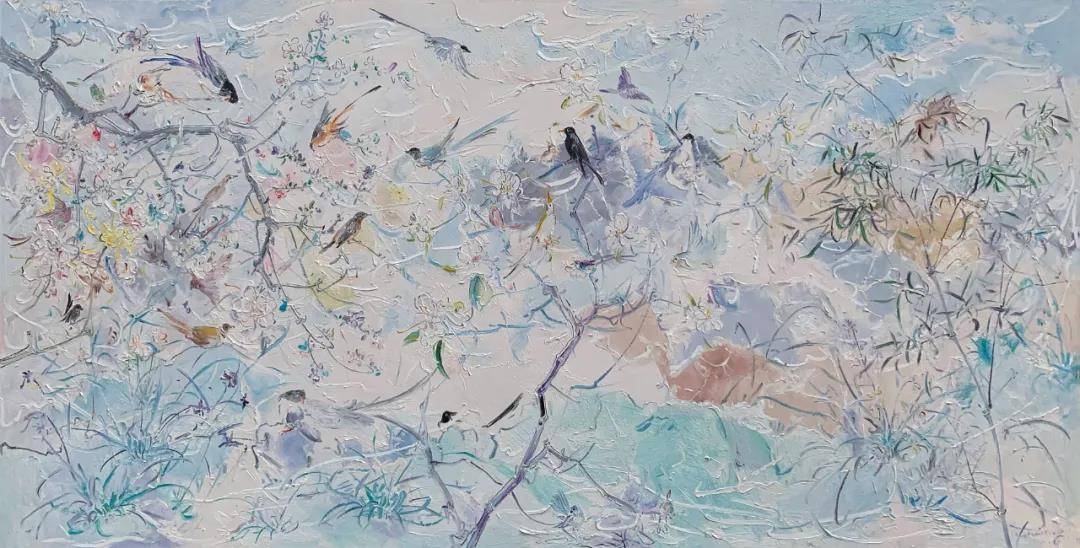 青年艺术家付毅兵个展“花涧语”在高地文化空间展出_油画