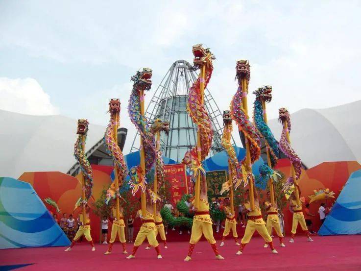 龙飞人亦舞的奉化布龙迎建党百年享美好生活浙江省民间音舞大型广场