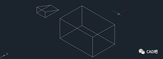 我们先在绘图区域创建一个长方体和三棱柱,然后在命令行输入al命令