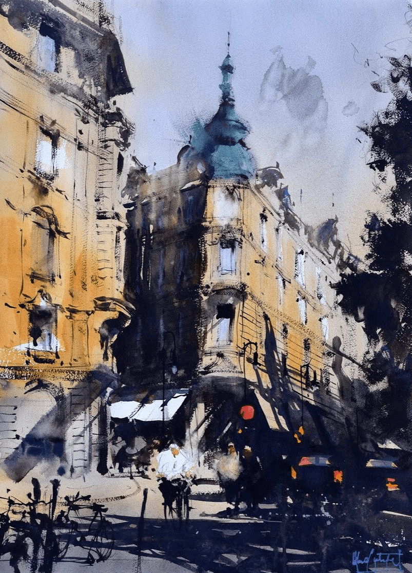 乌拉圭水彩画家alvarocastagnet作品欣赏街景系列一