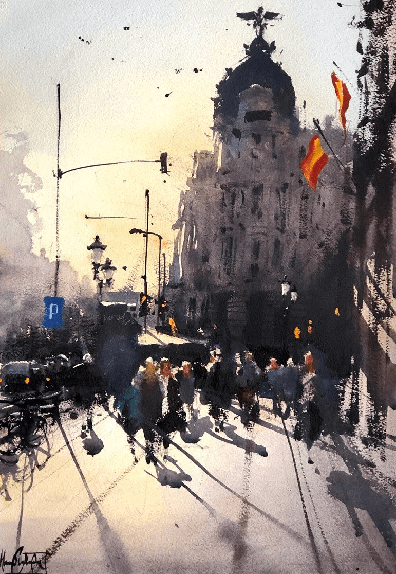 乌拉圭水彩画家alvarocastagnet作品欣赏街景系列一