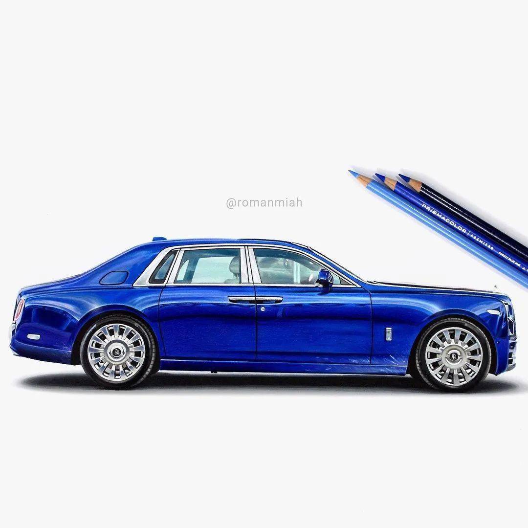 马克笔彩铅画超写实跑车