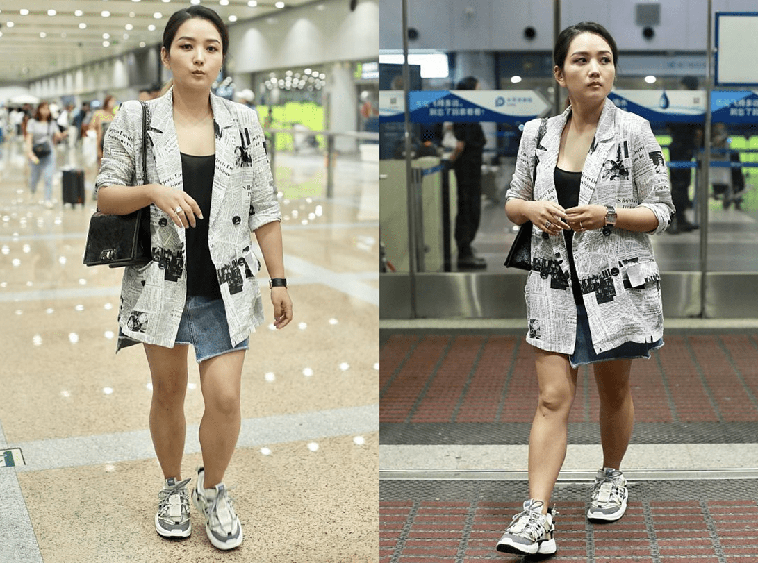 何洁胖得真挺明显脸蛋圆润腿又粗即使穿精致西装也像路人