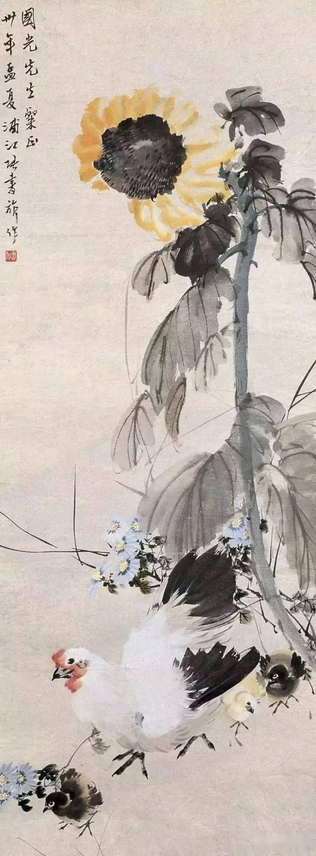 张书旗画鸡任伯年再世也