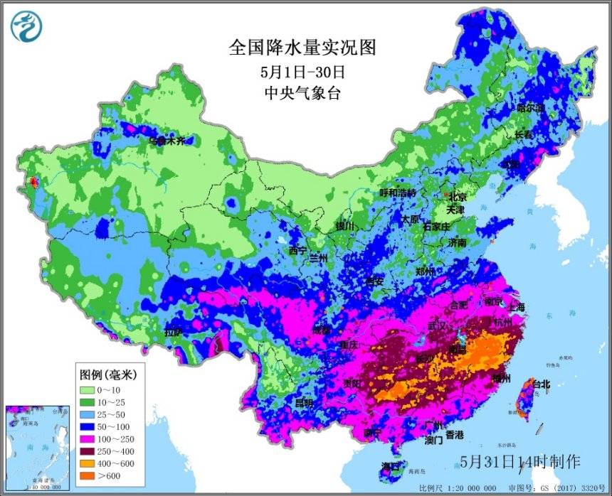 5月南方8省市雨量超同期6月降雨持续需加强防范 天气