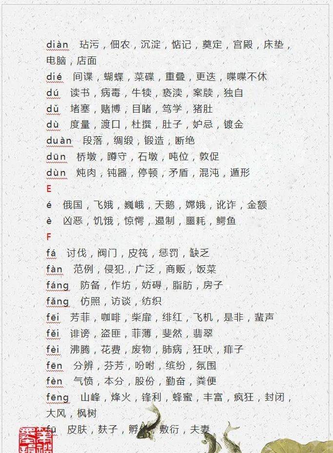 同音字分类汇总家长替孩子收藏考试再不丢1分