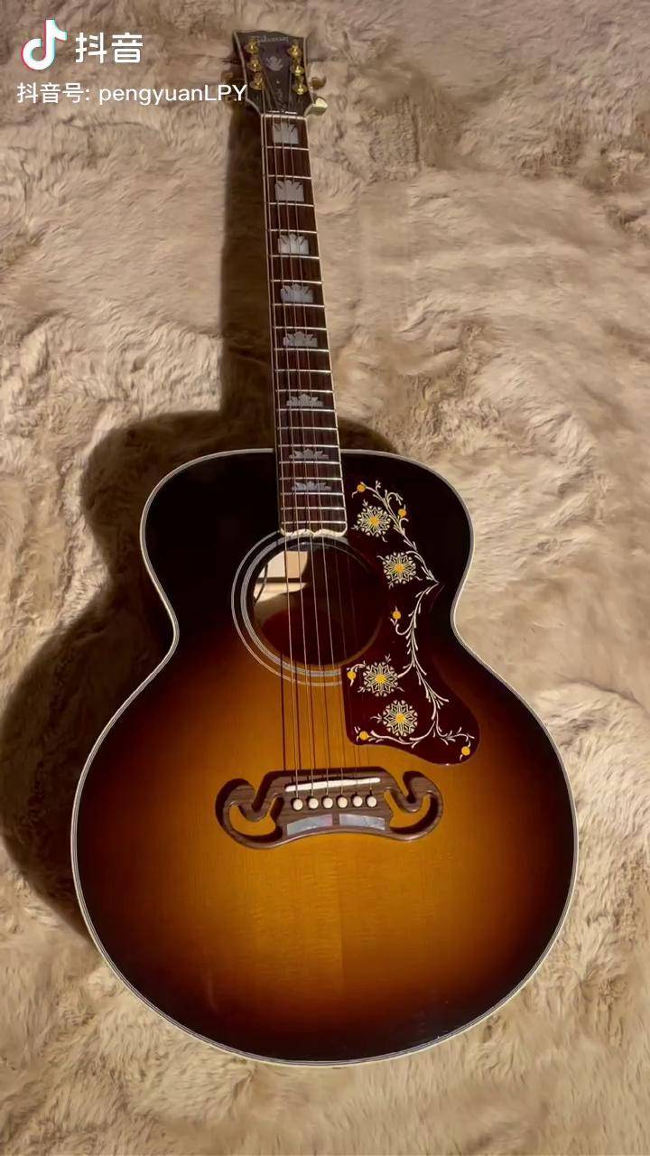 gibson木吉他限量版鉴赏182018产sj200parlor日落色