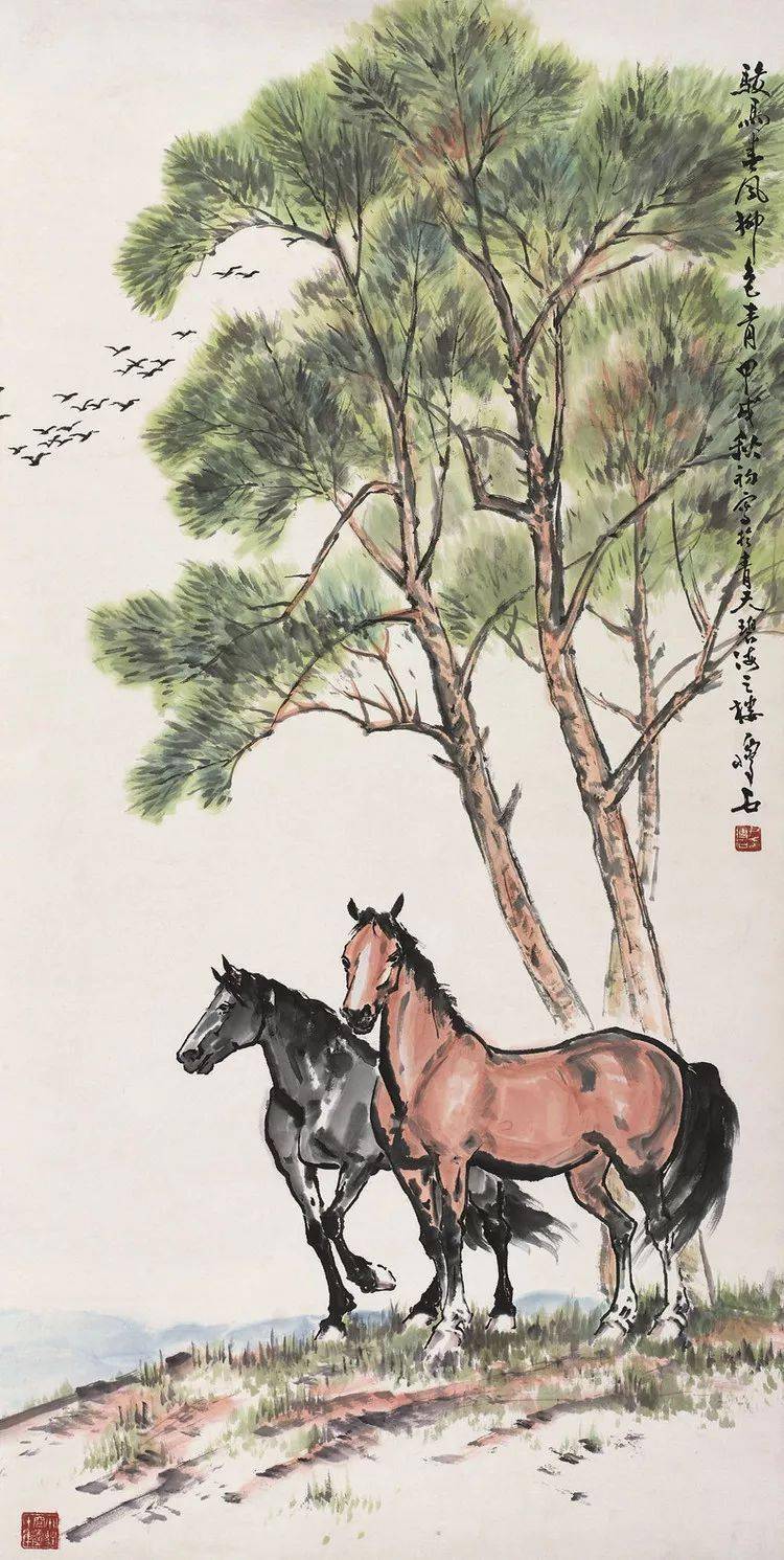 尹瘦石画马奔味十足