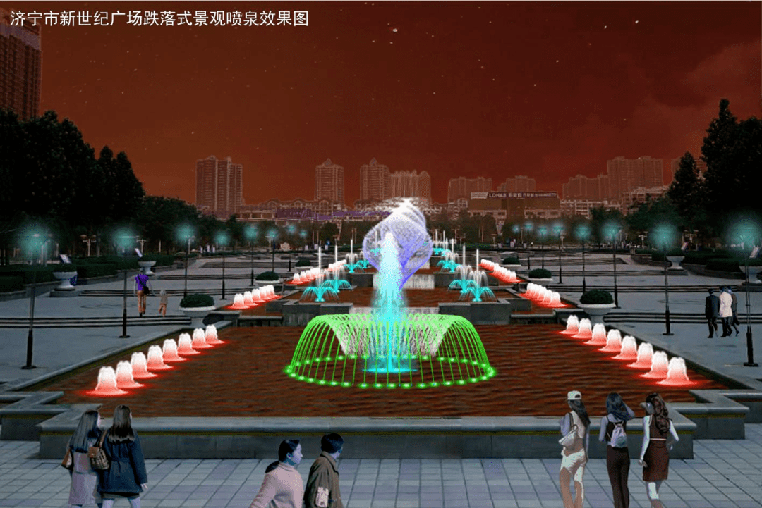 构成音乐喷泉水舞秀,形成气势磅礴的景观效果