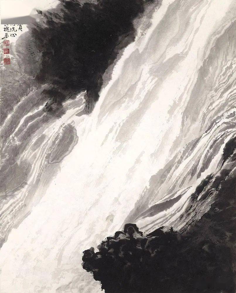 这位侗族画家笔下的激流飞瀑太美了