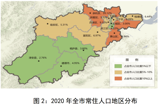 杭州人口分布图片