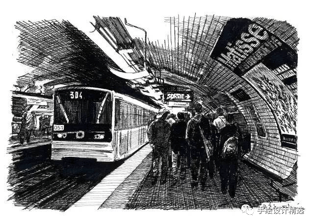 他山之石艺王受之建筑钢笔画