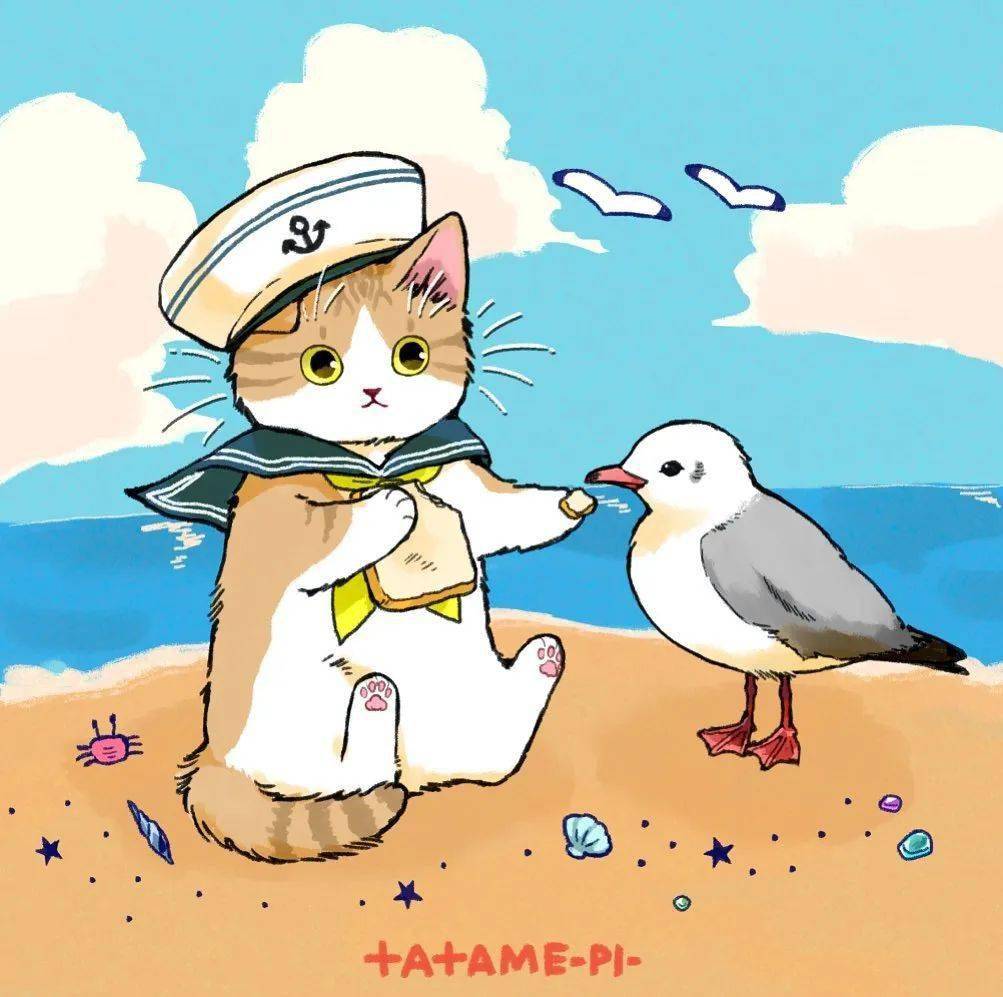 小猫咪们拥有精致的生活——它们拿着玫瑰花,喝下午茶,去野餐,喂海鸥