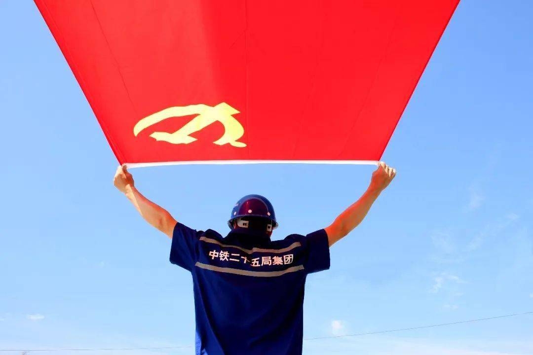 好看他们跟党旗合影的样子真美