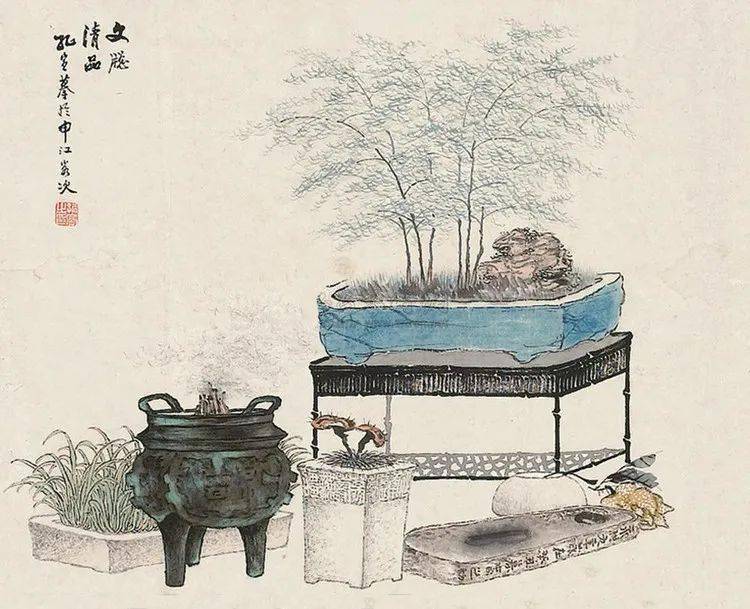 古朴典雅的花卉博古画