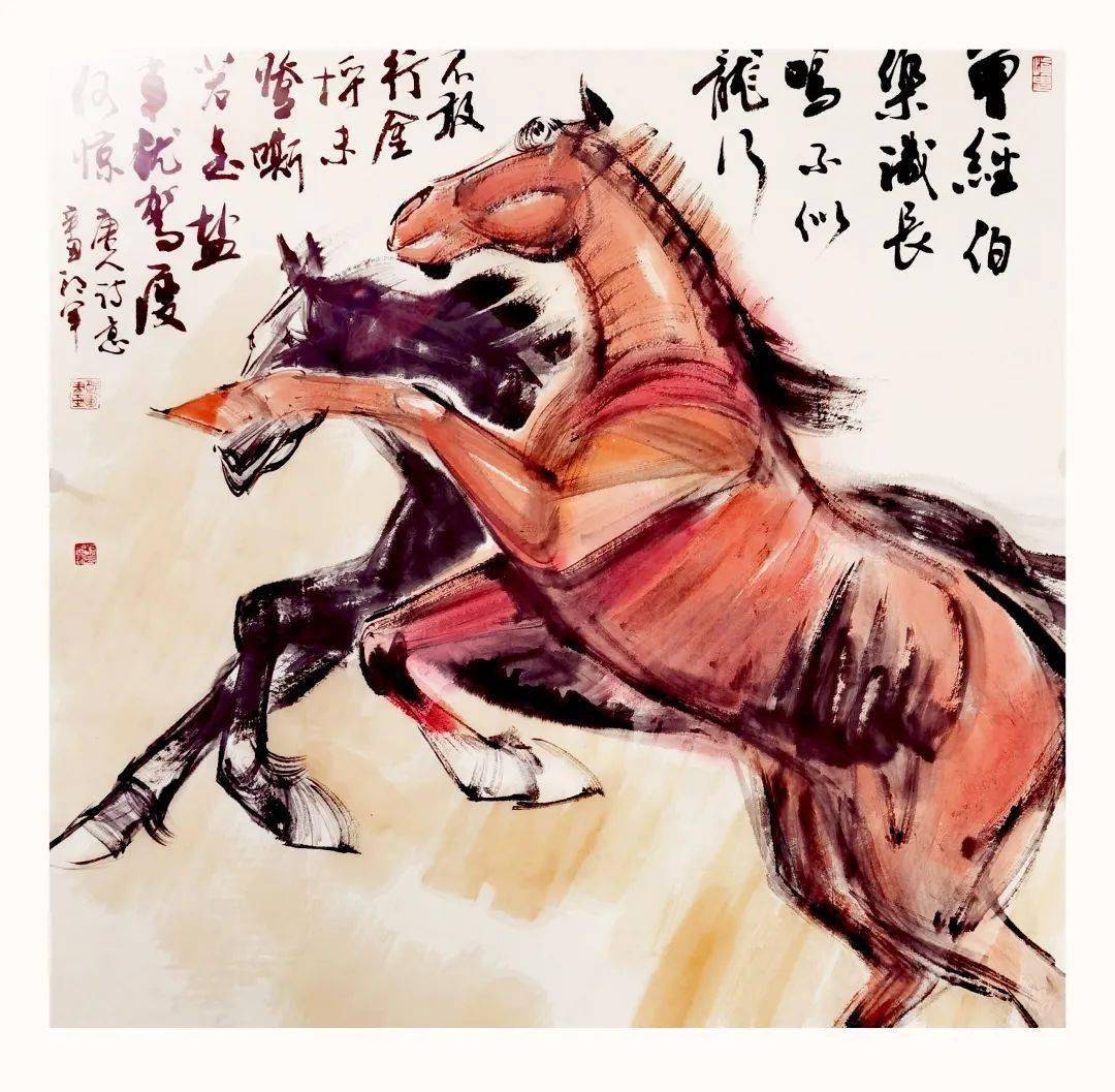 与马共舞当代画家郎军画马精选