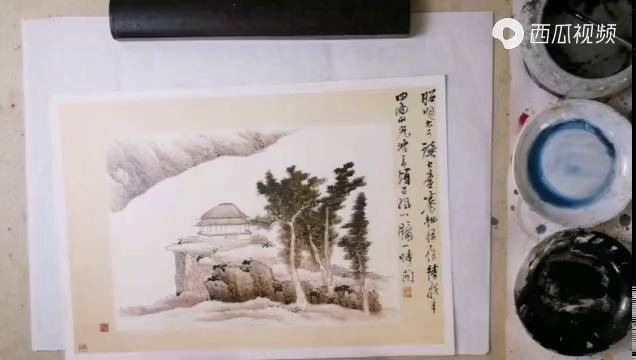 小秦画画网课龚贤小品山水画153