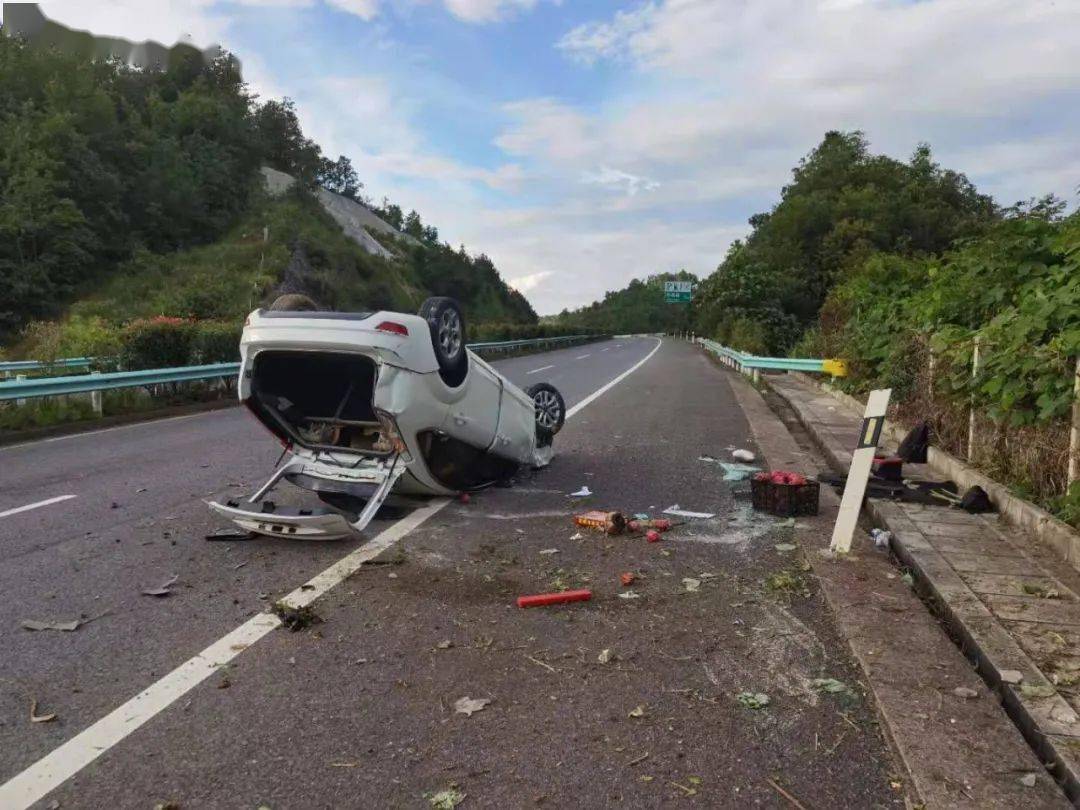 贵州一小车高速仰翻车辆严重损坏竟是一只蚊子引发事故