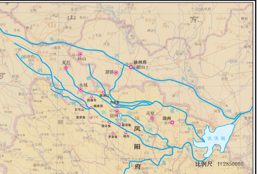 清朝淮北,徐州附近水系图