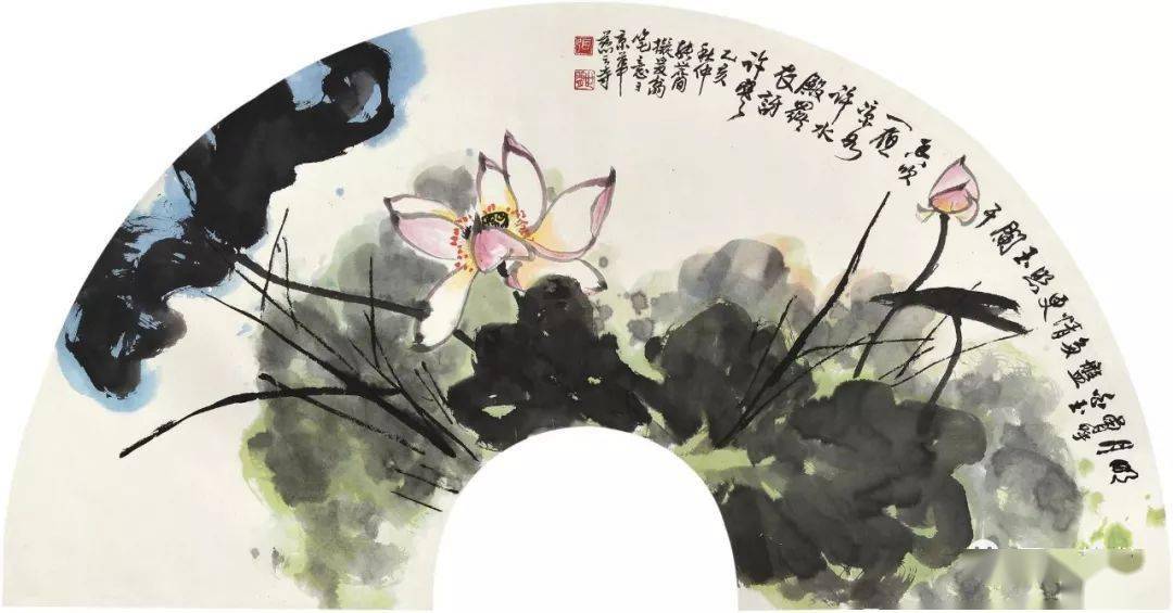名家荷花扇面欣赏_作品