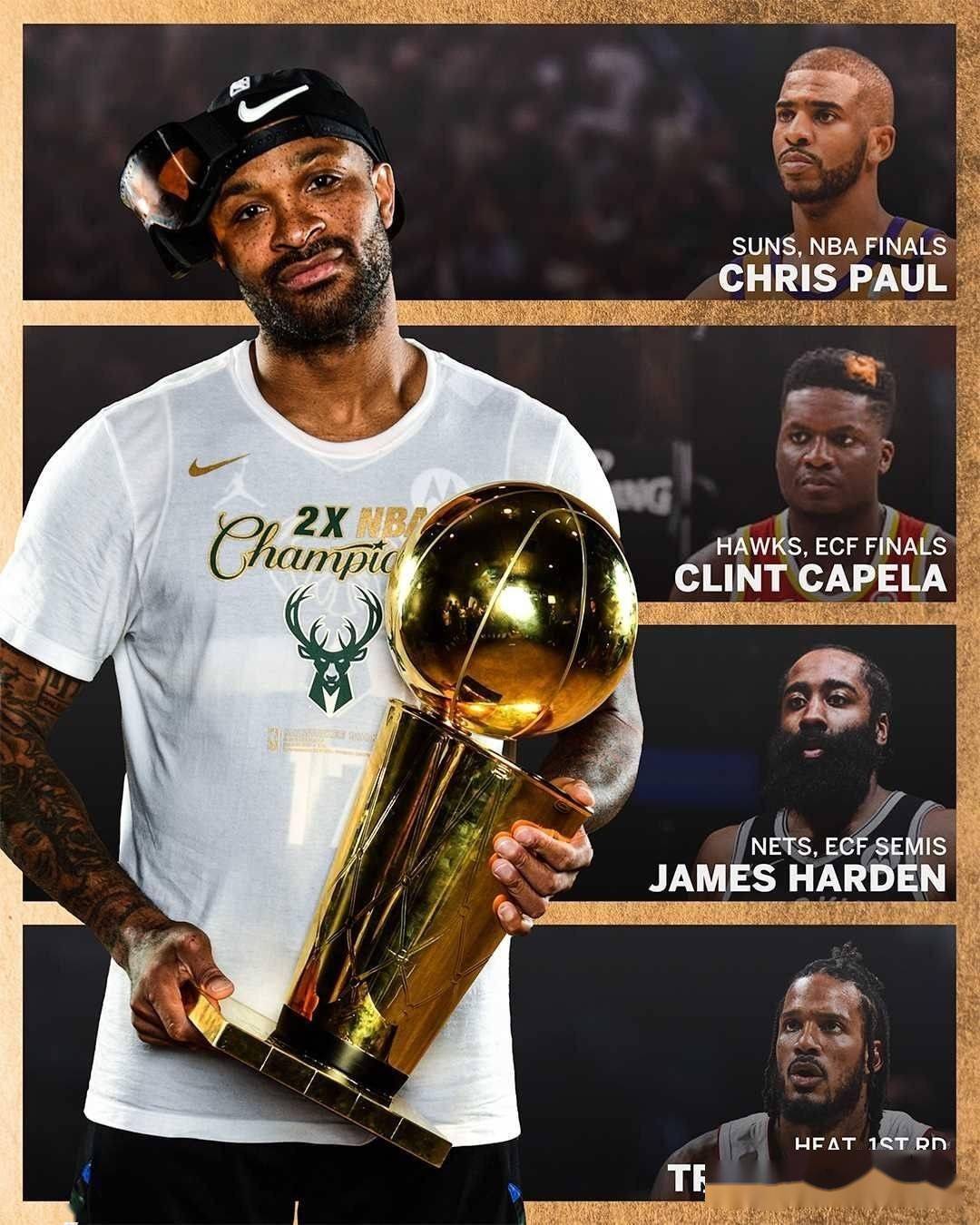 雄鹿夺冠庆典,塔克抱奖杯吹香槟,14年奋战他终圆冠军梦_nba