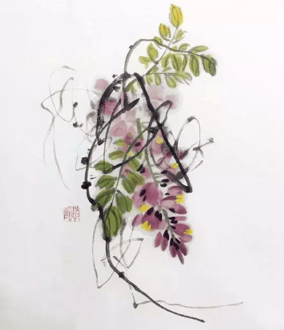 国画简易紫藤的教程