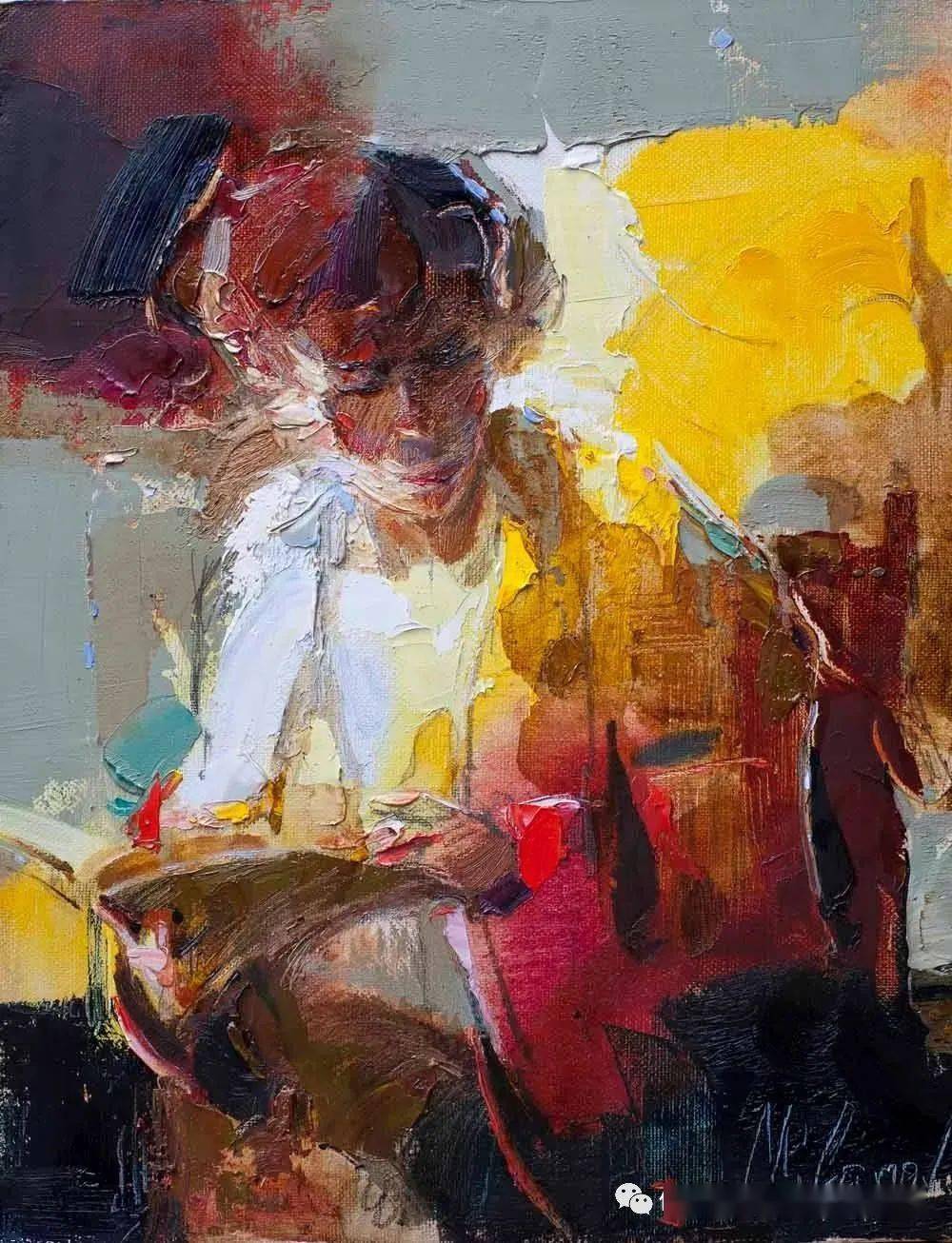 塞尔维亚画家斯托扬油画中女子或站或坐眼波流转拨撩人心