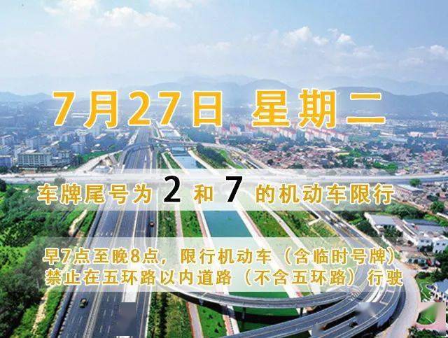 昌平地区7月27日 星期二 天气预报 尾号限行 未来