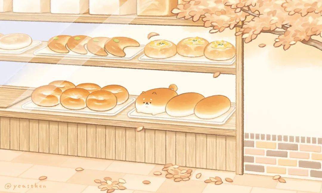 超治愈系插画胖狗面包店