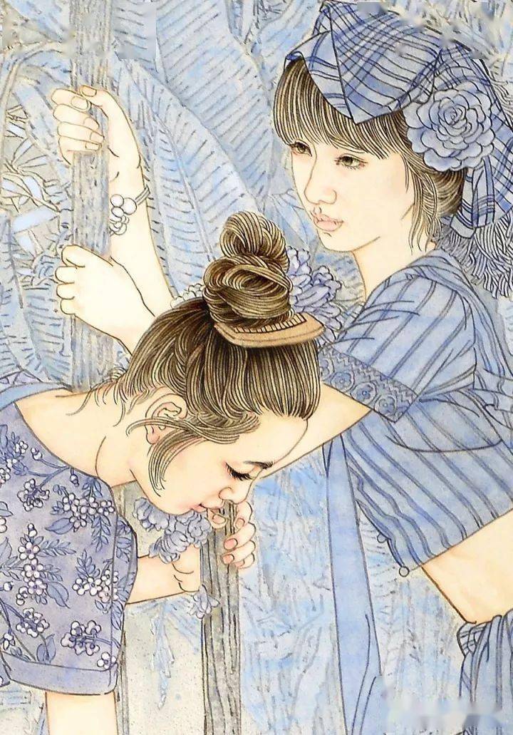 张艺的工笔人物,设色高雅,笔墨细腻