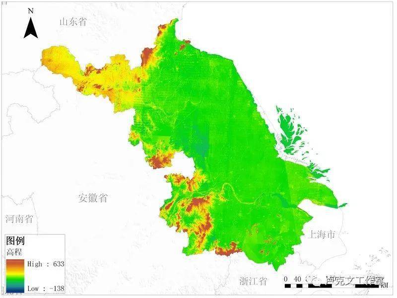 上图是江苏省地形图,可以看到整个江苏几乎就是一个大平原,平原约占87