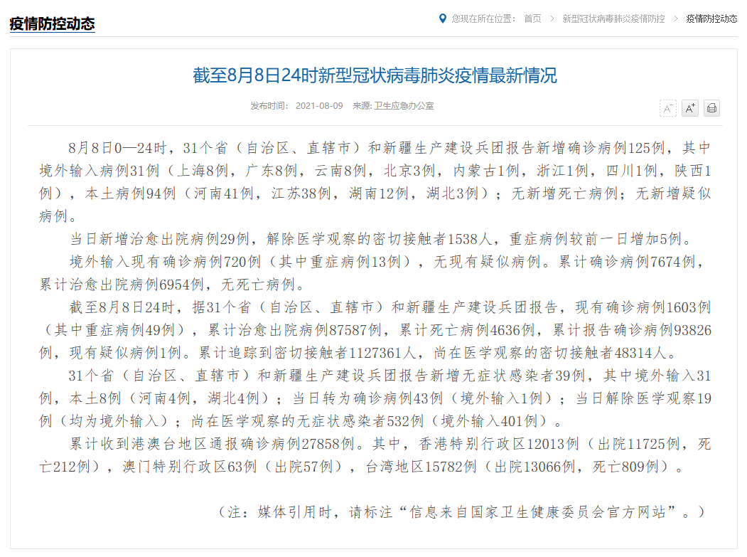 重症|昨日新增125例！