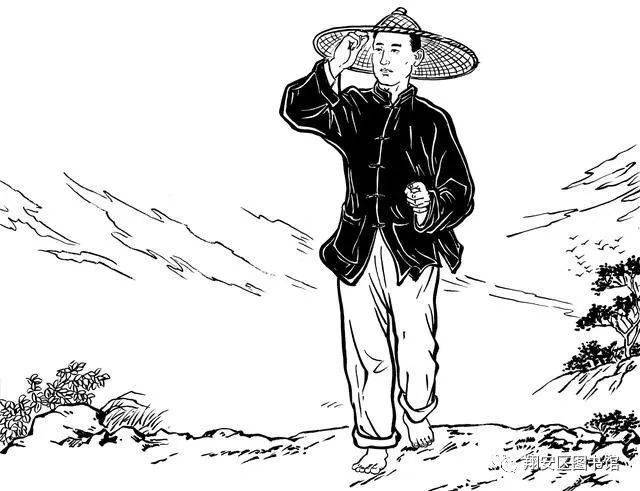 他头戴竹叶斗笠,身穿黑布汉装,赤脚上路,经常在一些偏僻村庄出现,在