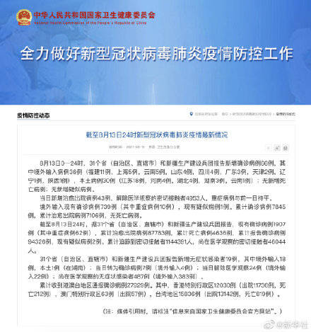 病例|13日新增确诊病例66例 新增本土病例30例