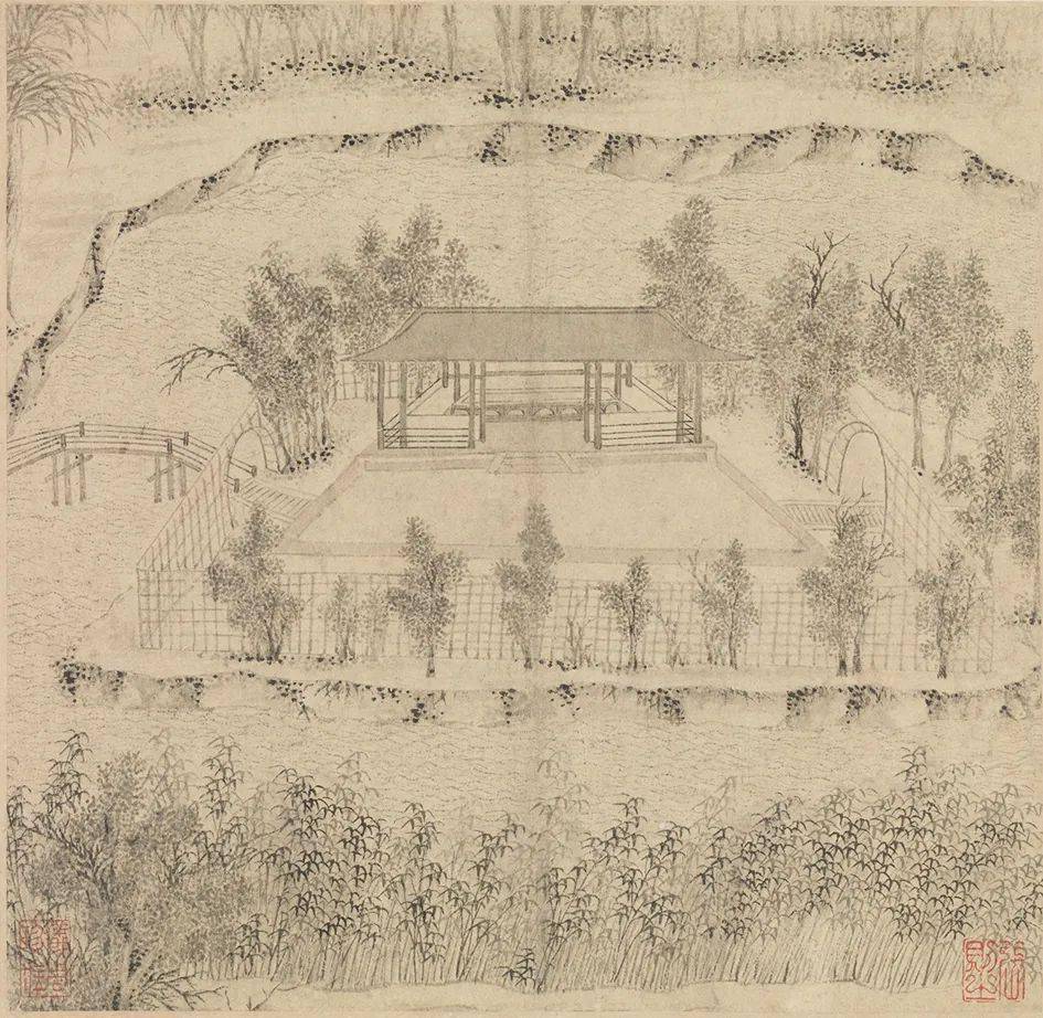 文徴明 《拙政园图诗》册之"繁香坞" 1551 纸本水墨 26.4×27.