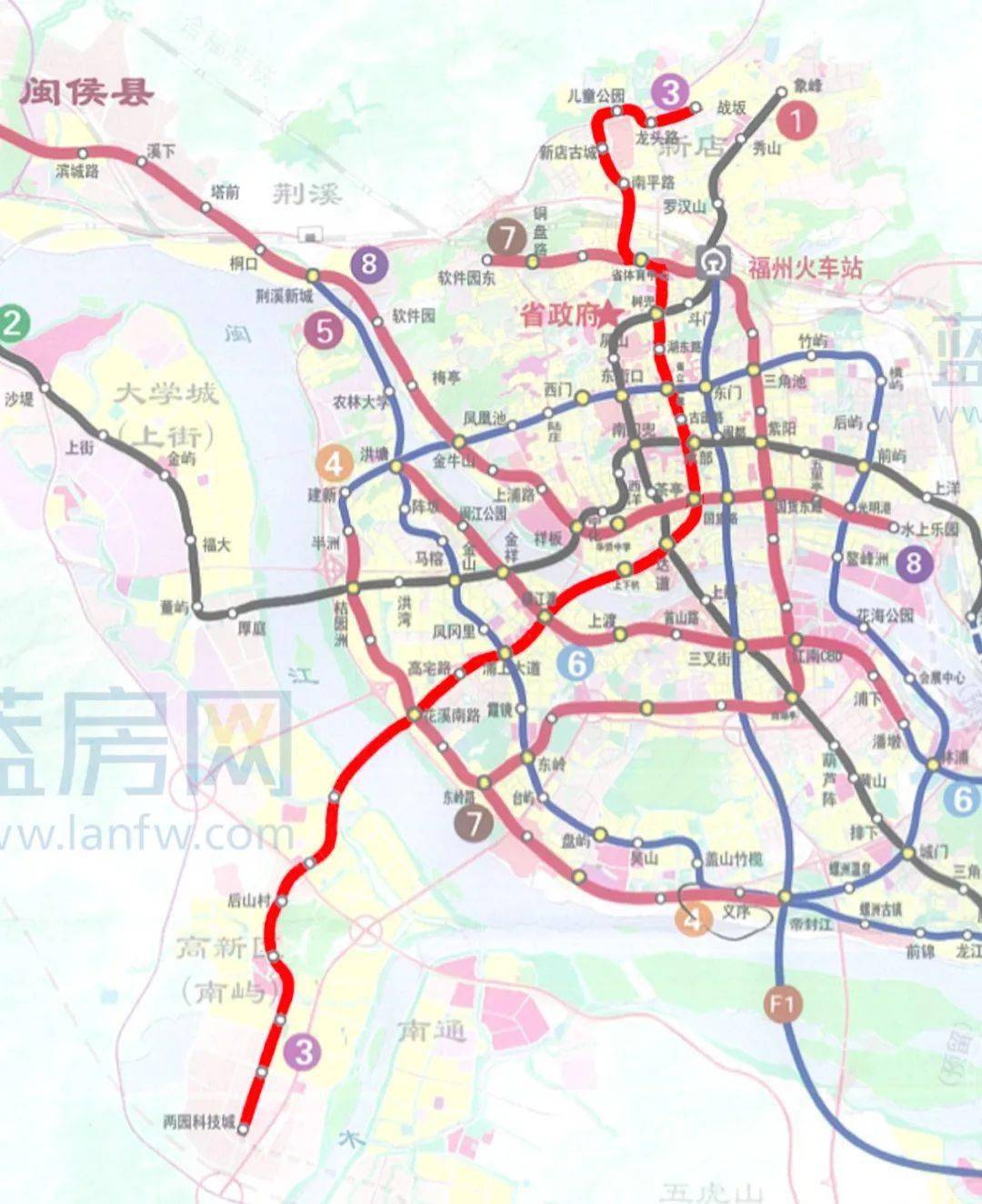 福州地铁3号线线路图图片