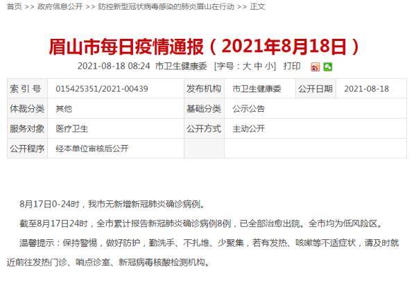 机构|眉山连续553天0新增，四川无新增确诊病例