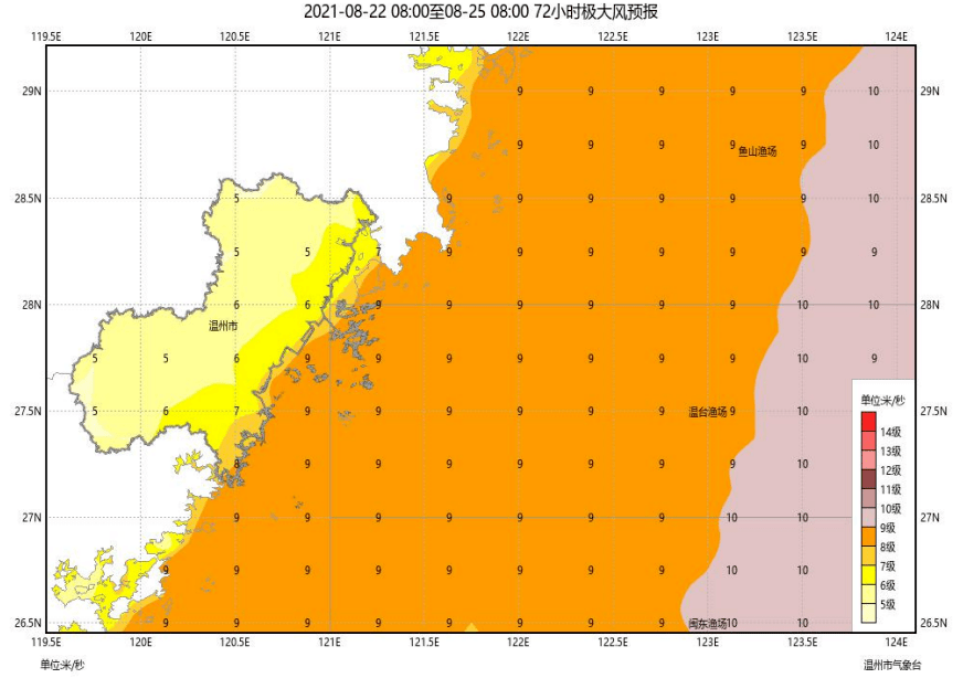 我市沿海海面今天有7～9级大风