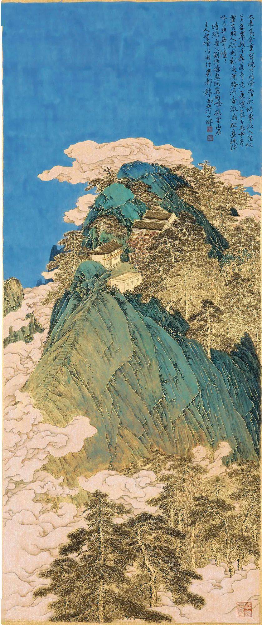 这组青绿山水精密严谨设色雅致好美